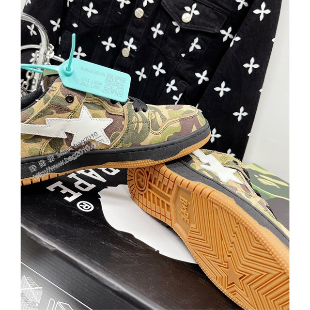 BAPE STA系列球鞋 猿人聯名情侶款運動鞋 經典的BAPE迷彩紋理 dx3581